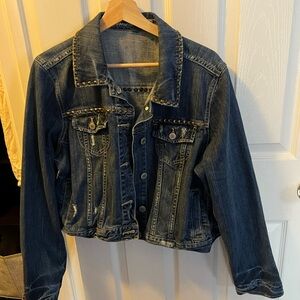 American Eagle Outfitters Dark Blue Studded Denim Jacket